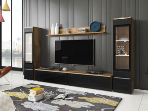 Set za dnevni boravak Selwyn II (wotan + crni sjaj) (bijela led rasvjeta)