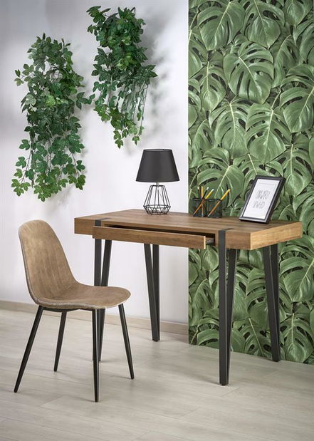 PC stolić Bernie (tamno drvo + crna)