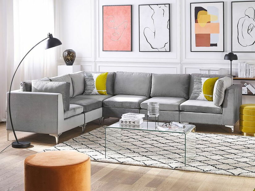 Rohová sedačka EVENA (sivá) (pre 6 osôb) (L)