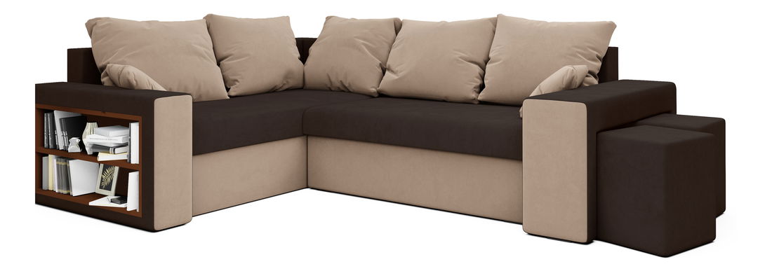 Rohová sedacia súprava Dawn L (hnedá + tmavohnedá) (L)