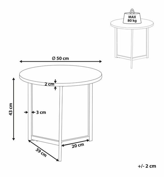 Kézi asztal Tippi (sötét fa) 