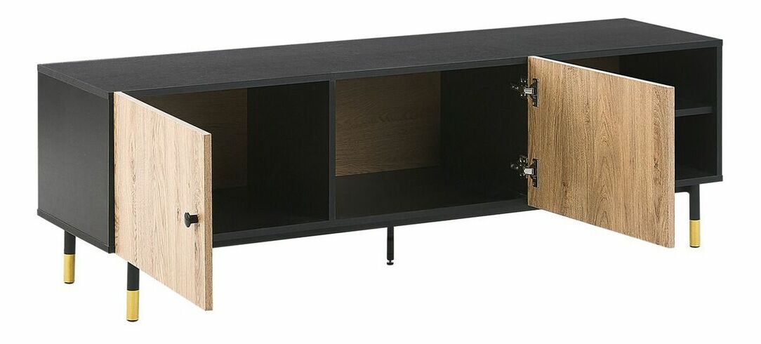 TV stolić/ormarić ALABI (svijetlo drvo + crna)