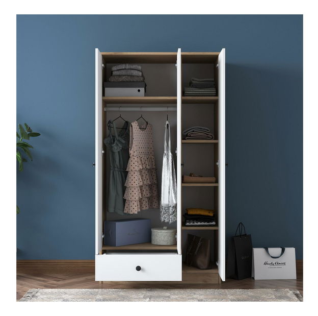 Dulap de haine Bastet 117 (nuc + alb)