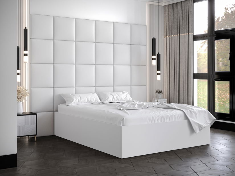 Manželská posteľ s čalúneným čelom 160 cm Brittany 3 (biela matná + biela) (s roštom)