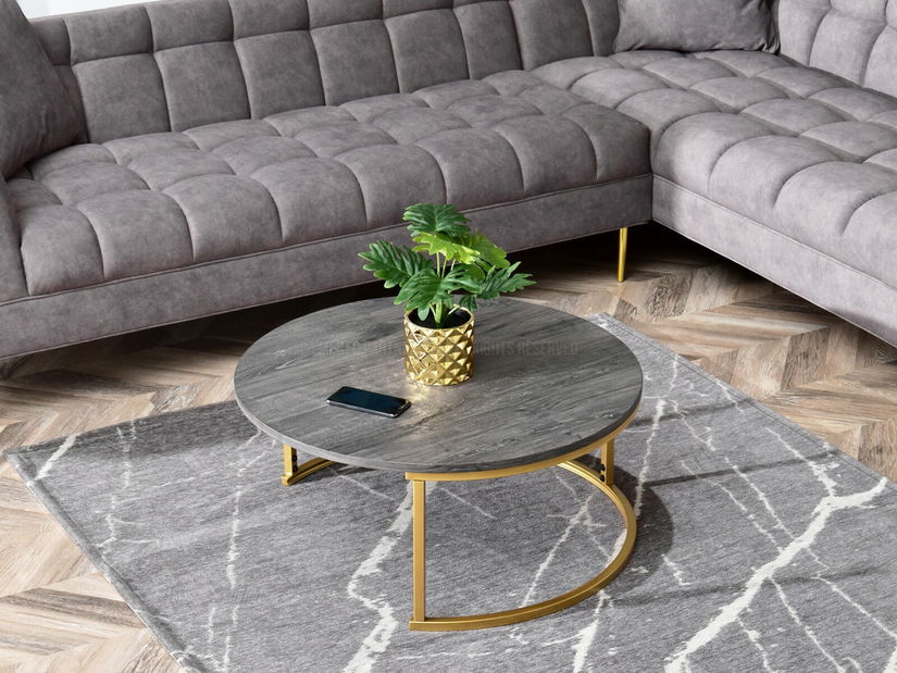 Stolić za kavu Kolja stolić Xl (hrast sivi + zlatna)