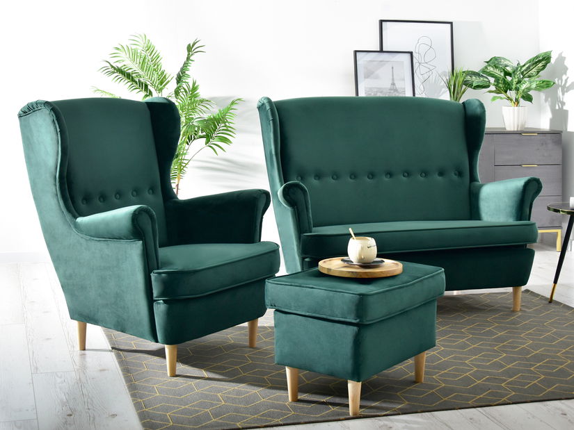 Pohovka dvojsedačka v tvare ušiak Muriera (zelená)