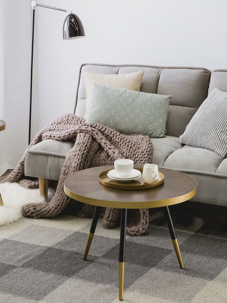 Konferenčný stolík Renola (tmavé drevo) (zlaté nohy) *výpredaj