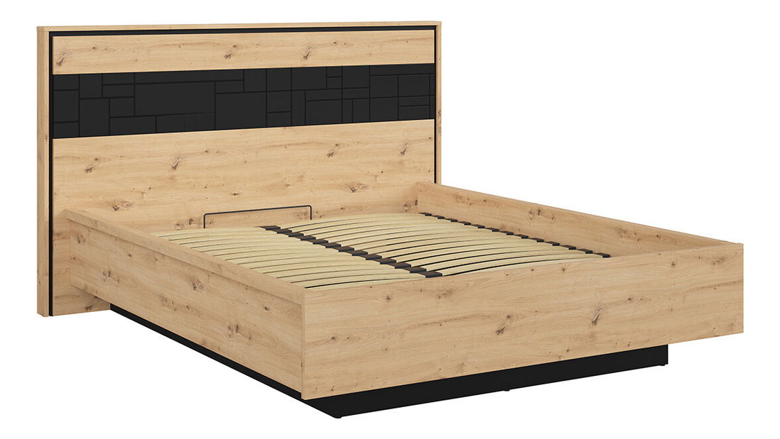 Franciaágy 160 cm Pont LOZ/160 (ágyráccsal) (artisan tölgy + matt fekete)