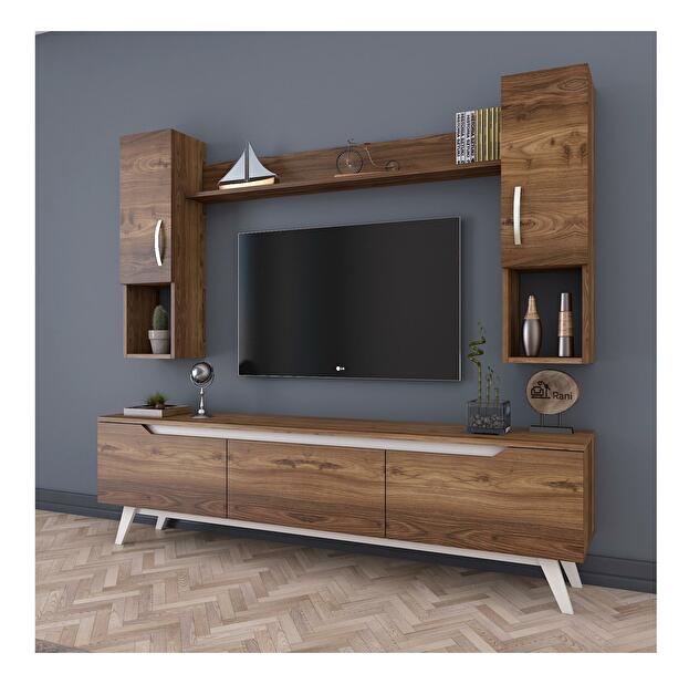 Mobilier living Mitevu 3 (alb + Nuc) 