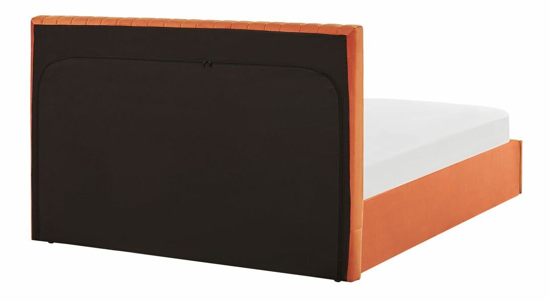 Bračni krevet 160 cm Vakarine (narančasta) (s podnicom i prostorom za odlaganje)