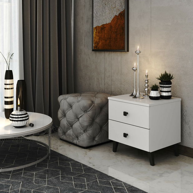 Nočný stolík Moteadas (biela + čierna)