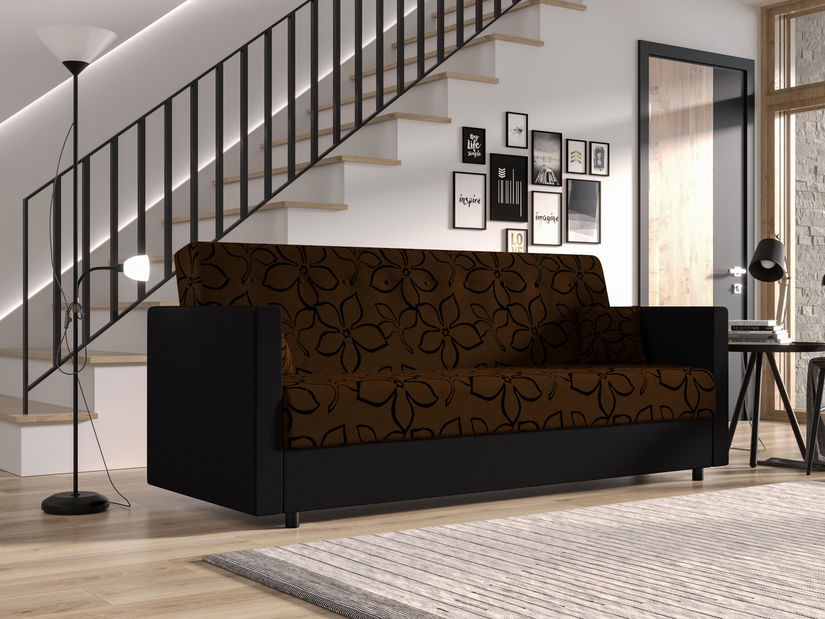 Canapea trei locuri Momentum (Negru + Maro închis)