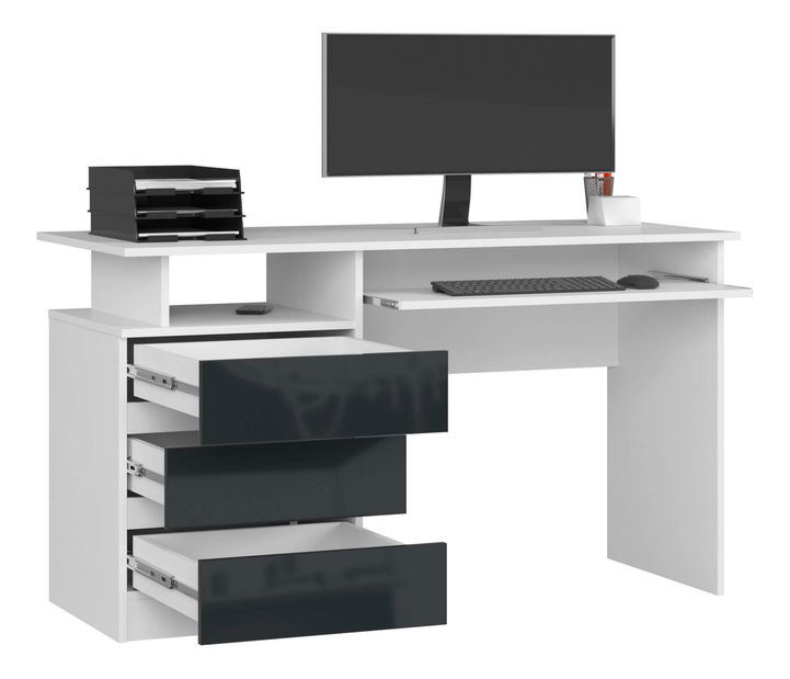 PC stol Bronte (bijela + grafit sjajni)