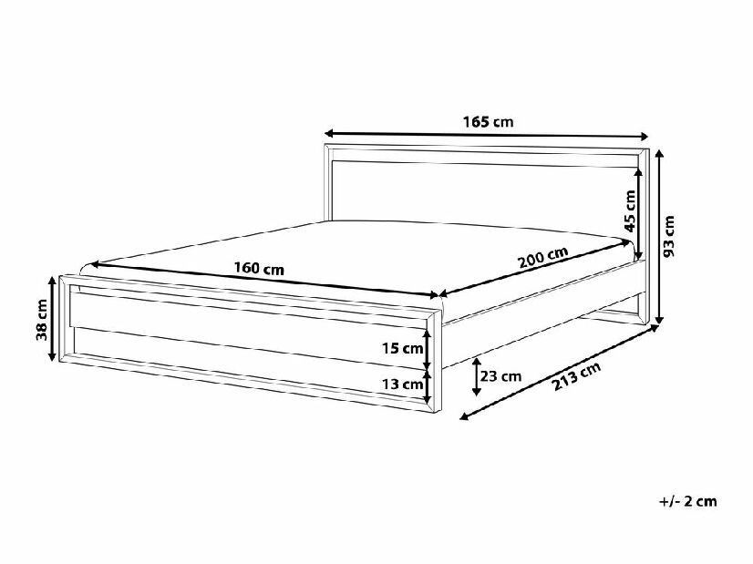 Franciaágy 160 cm GIACOMO (ágyráccsal) (sötét fa)