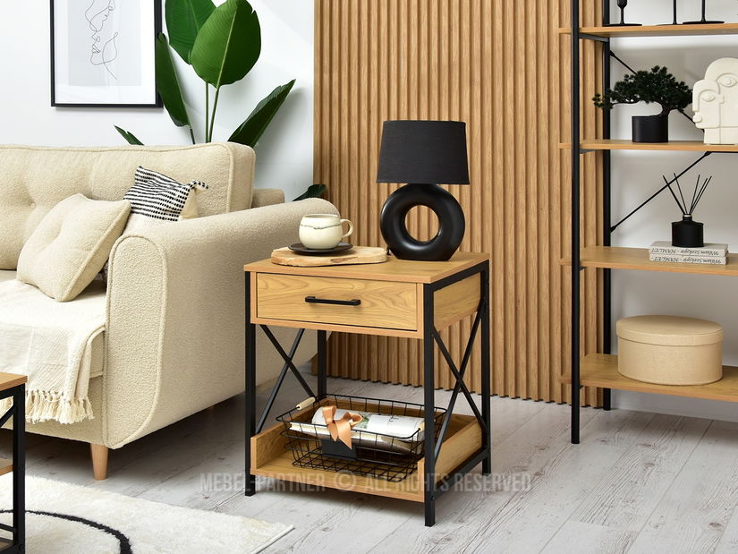 Noptieră Torry (stejar + negru)