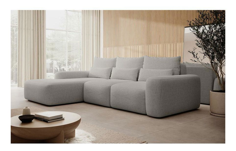 Rohová sedacia súprava Carlito (L) (sivá + čierna)