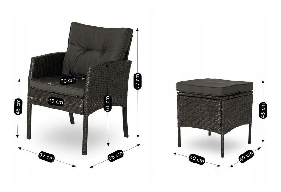 Vrtni set Adaptarlas (crna) (za 7 osoba)