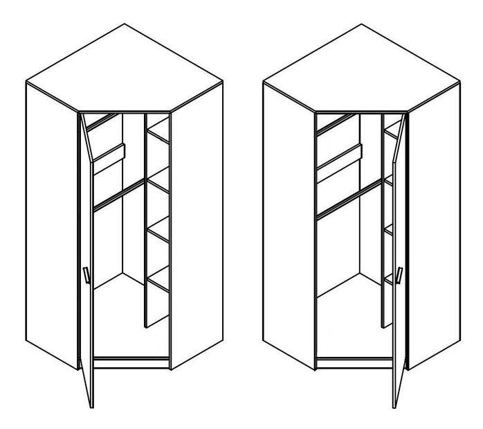 Kutni ormar za garderobu Rosario R14 (hrast craft bijeli + siva)