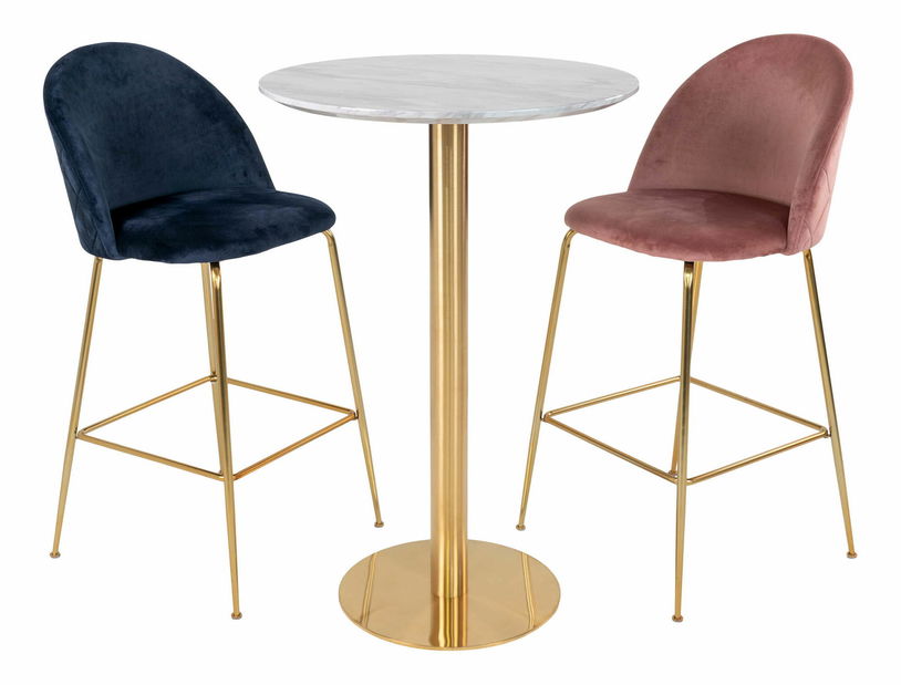 Barový stôl Bvaria 6 (biela + mosadzná)