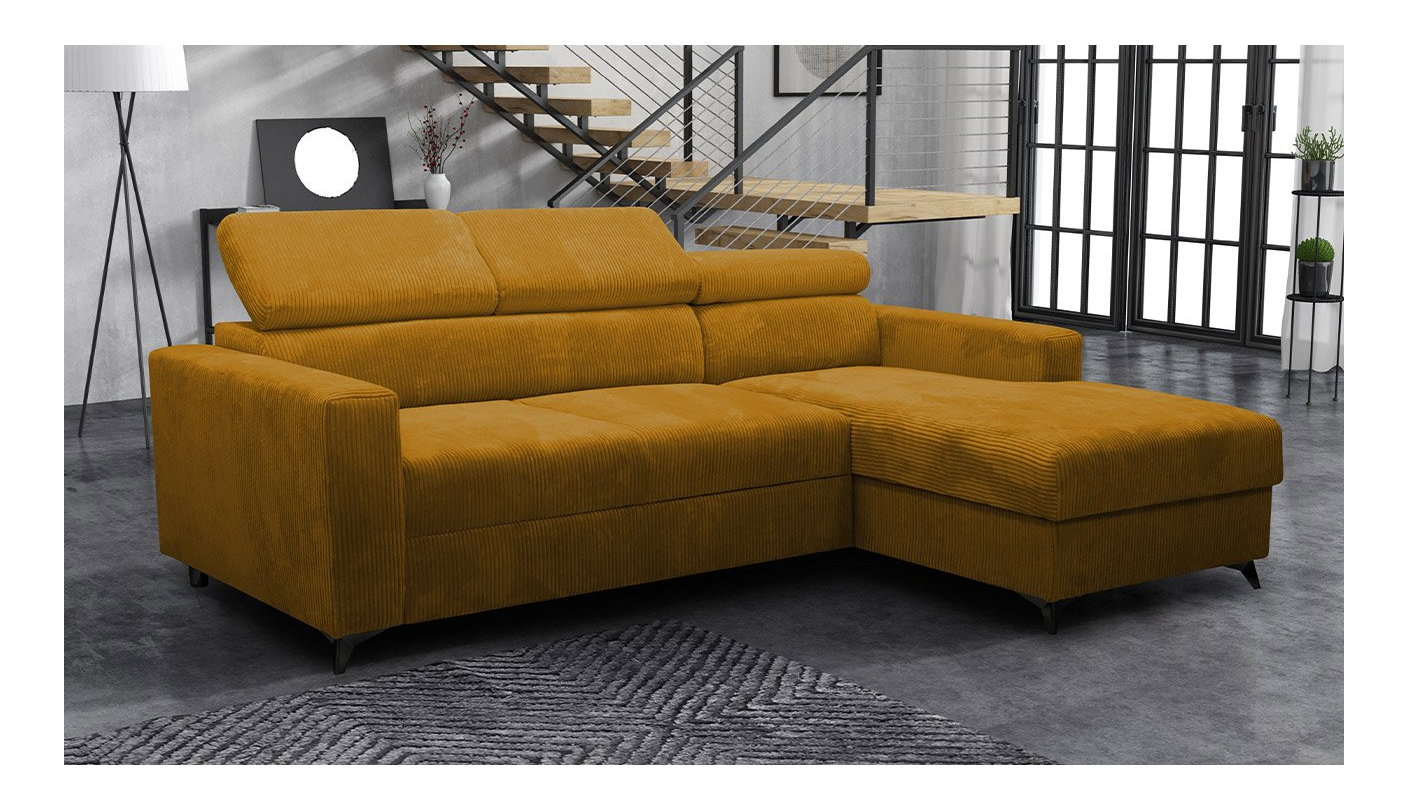 Kutna garnitura Laviosuna Premium (boja senfa) (s prostorom za odlaganje) (D)