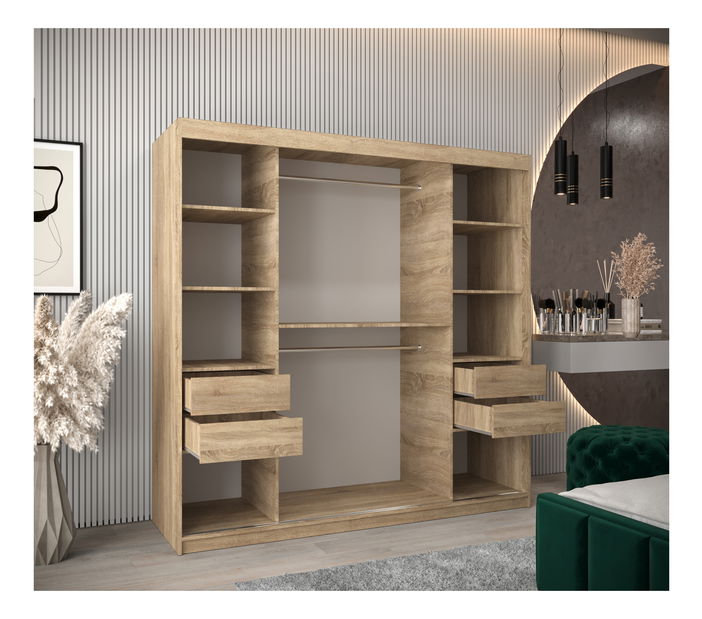 Dulap de haine 200 cm Toki 1 (stejar sonoma + stejar sonoma)