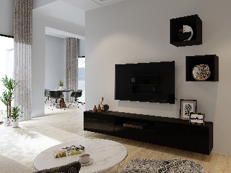 Mobilier living Berny 32 (Negru + Negru lucios)