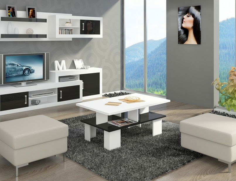 Stolić za kavu Sudbury 2 (bijela + sjaj crni) 