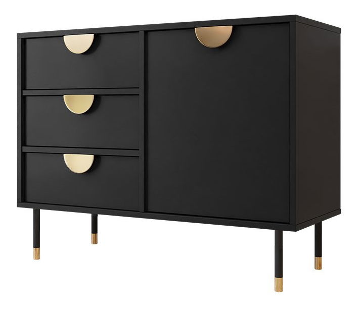 Komoda Tivaso 1D3SZ (čierna + zlatá) 