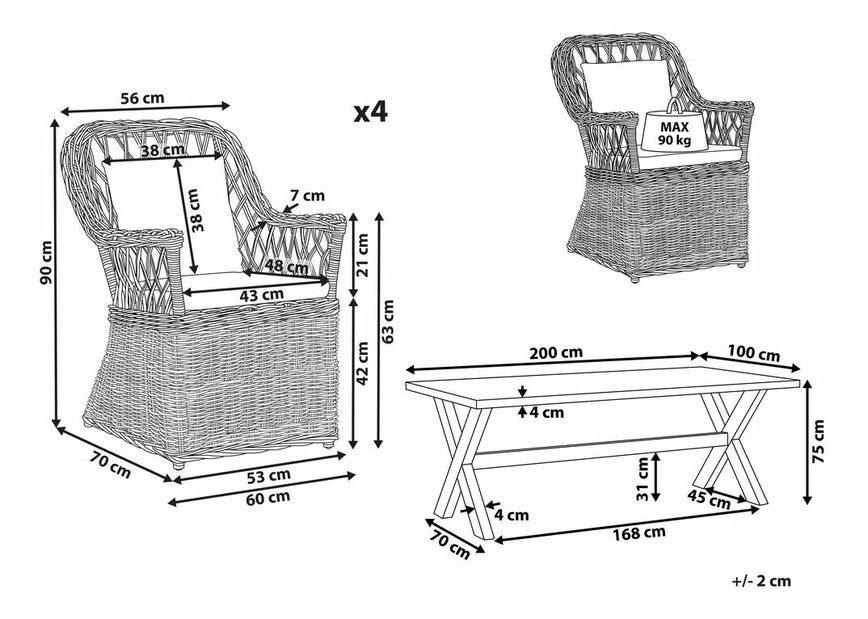 Set mobilier de grădină Marolbia (bej)