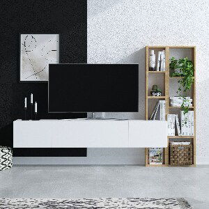 TV asztal/szekrény Panda 1 (fehér + tölgy)