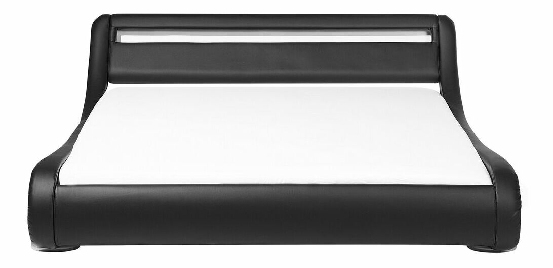 Vízágy 180 cm Anais (fekete öko-bőr)(ágyráccsal, matraccal)