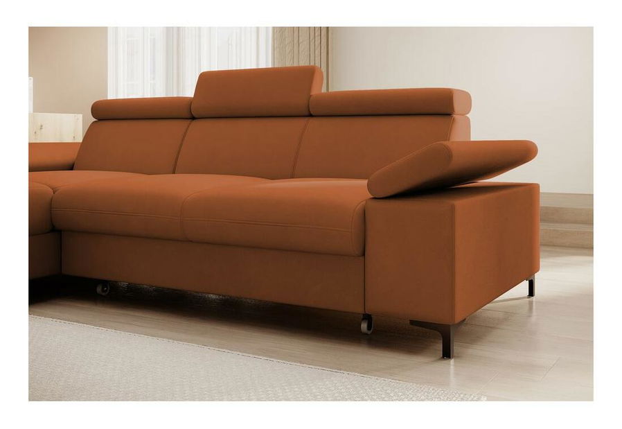 Rohová sedacia súprava Miles (L) (medená + čierna)