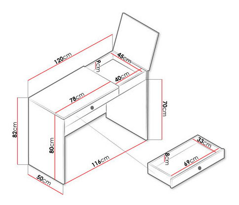 Toaletni stolić Seraphina 12 (hrast artisan + bijela + siva)