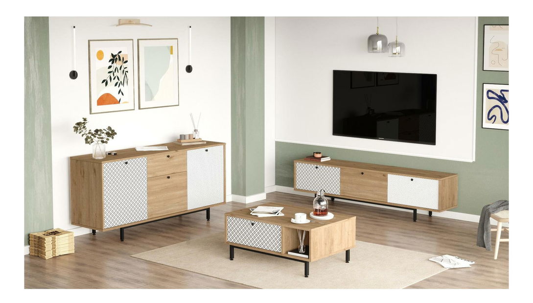 Set za dnevni boravak Cassius 7 (hrast + bijela) 