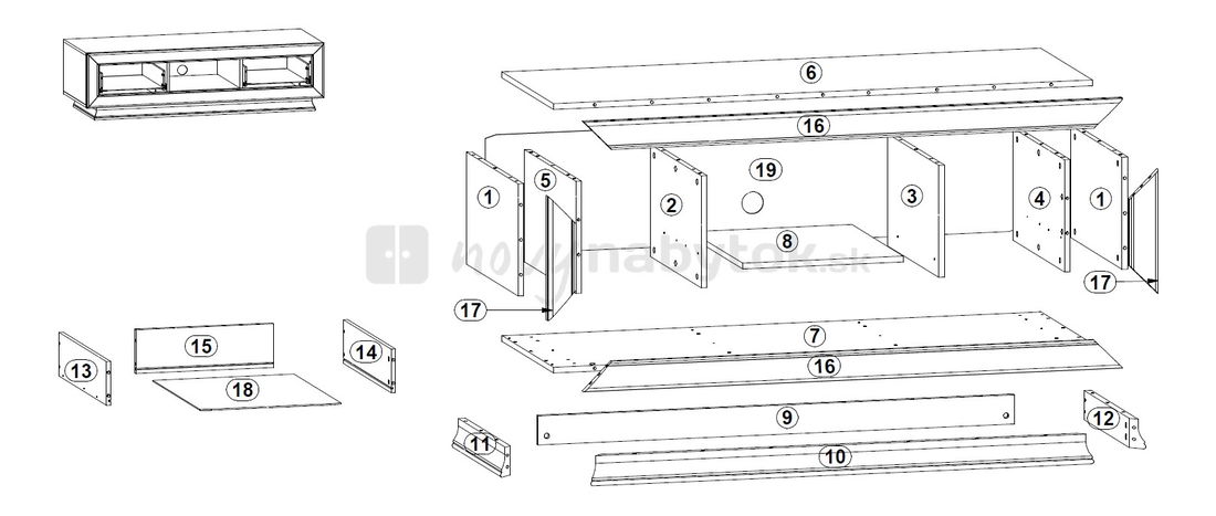 TV stolík/skrinka BRW LARGO CLASSIC RTV2S/4/15
