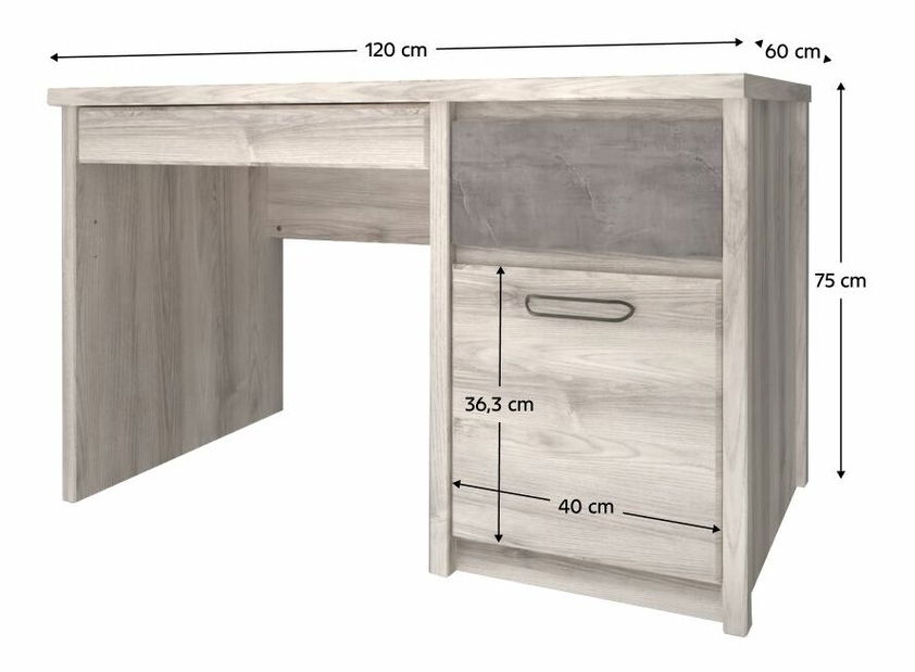 PC stolík JESS (gaštan nairobi + onyx)