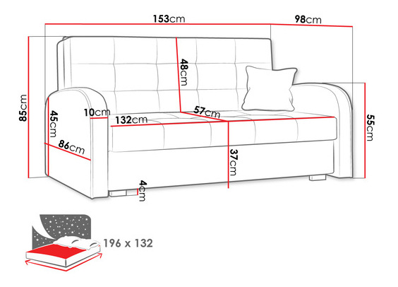 Sofa na razvlačenje Clovea Gold III (tamnosiva) (s prostorom za odlaganje)