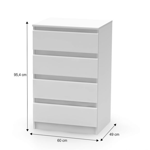 Comodă Hannah New 04 (îngustă) (alb) *resigilat