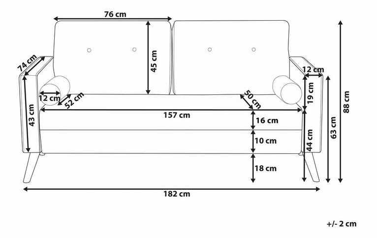 Canapea 2 locuri Kolding (bej deschis) 