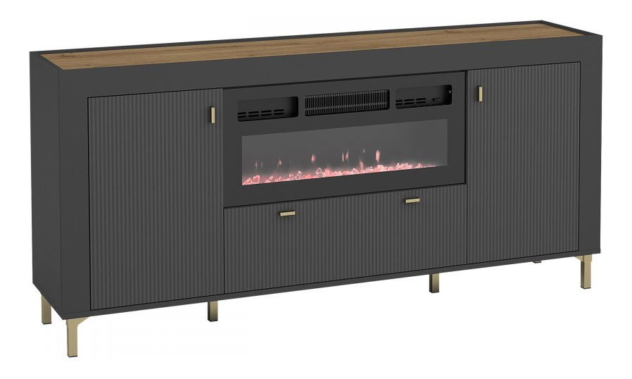 Komoda Nueve NV7 (crna + hrast whisky)