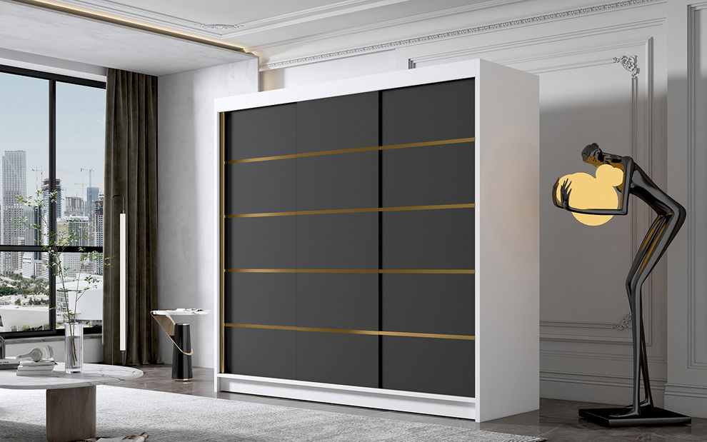 Šatníková skriňa Evina VII (biela + čierna)