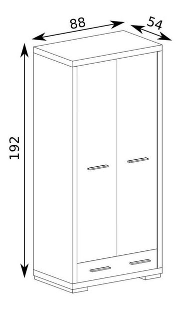Ormar za garderobu Vega 37 (hrast santana svijetli)