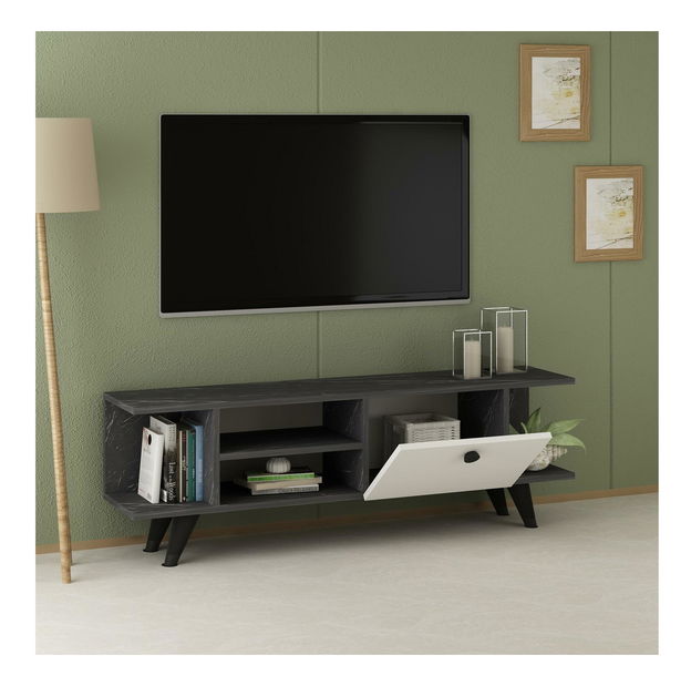 TV stolić/ormarić Napiku (crni mramor + bijela)