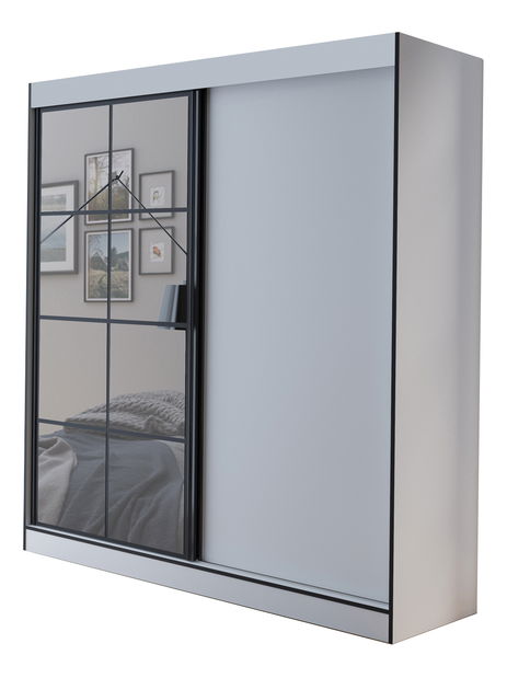 Ormar za garderobu 180 cm Oklahoma 2 (bijela + crna)