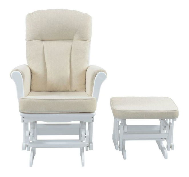 Hojdacie kreslo s podnožou Sofarda (biela + krémová) 
