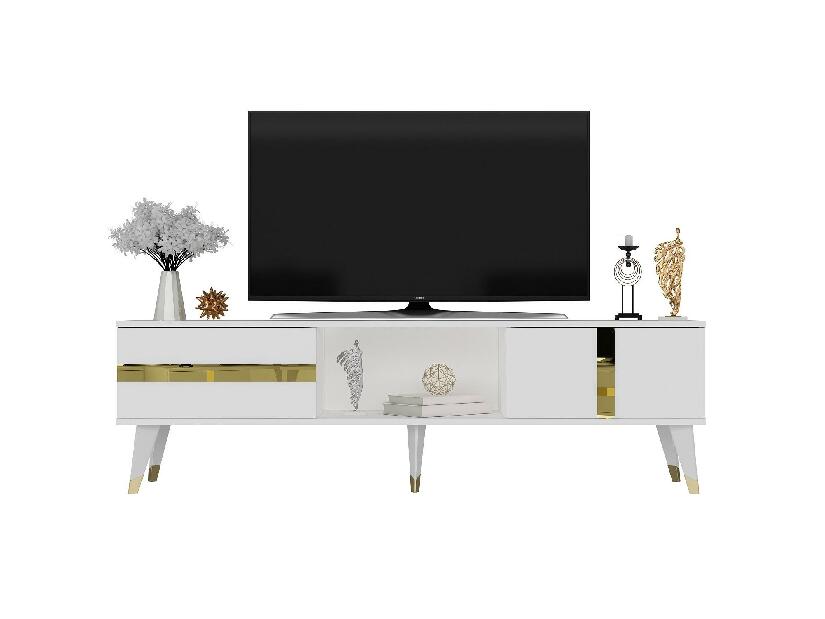TV asztal/szekrény Vekika 2 (fehér + arany) 