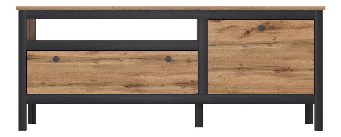 TV stolík/skrinka Leticia (dub wotan + čierna)