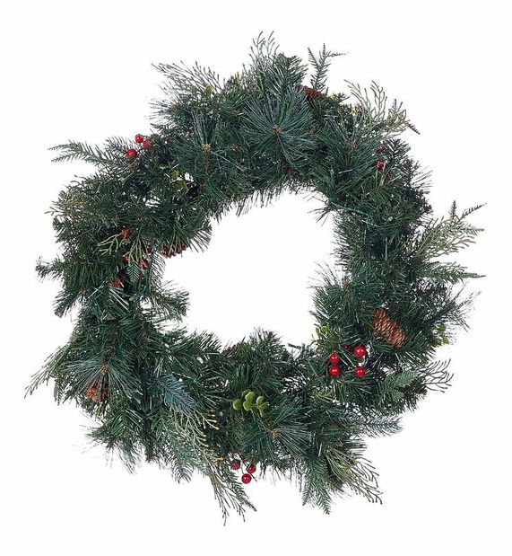 Veniec na dvere ø 60 cm Emmaline (zelená) (s osvetlením)