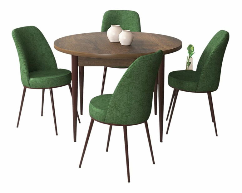 Jedálenský set Torra (orech barokový + zelená) (pre 4 osoby)