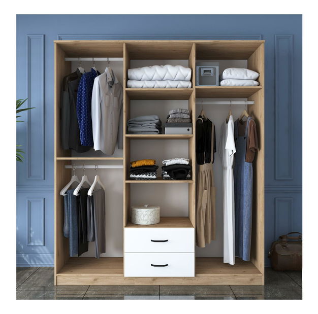 Ormar za garderobu Bastet 2337 (orah + bijela)